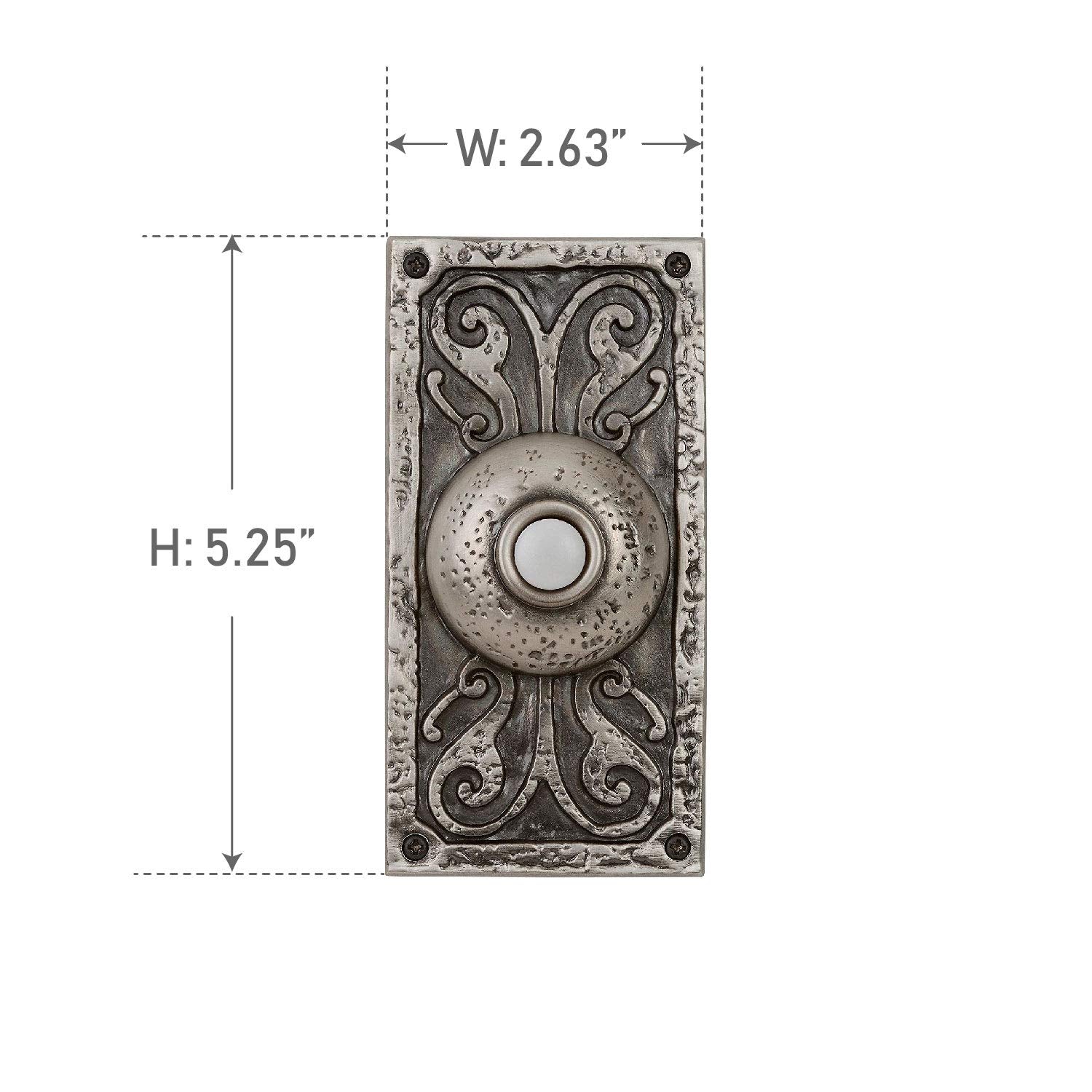 Craftmade Pb3037 Ap Designer Surface Mount Lighted Doorbell Led Push Button, Antique Pewter (5.25''H X 2.63''W)
